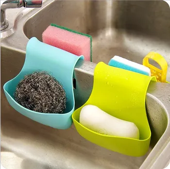 

1PC Kitchen Sink Sponge Holder Bathroom Soap Hanging Shelving Rack Drain Faucet Storage Pail Shelves Blue Green Rose