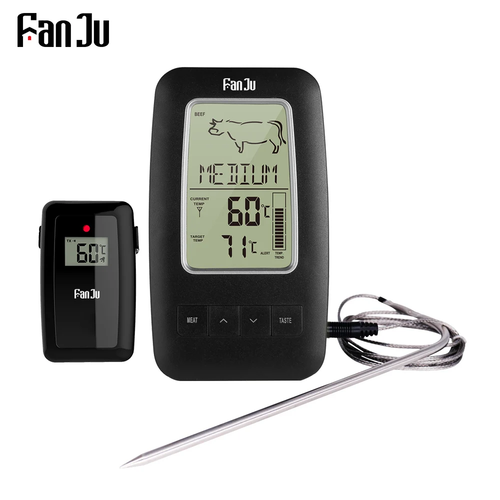 

FanJu FJ2245 Digital Thermometer Oven Meat BBQ Water Barbecue Kitchen Temperature Sensor Wireless Alarm pyrometer kitchen tools
