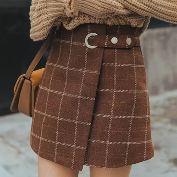 

NORMOV 2019 Womens Autumn And Short Winter Harajuku Thickened Woolen Plaid Retro Skirt Female Cute Japanese Kawaii Skirts