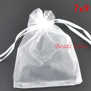 

100PCS white Jewelry Packing Drawable Organza Bags Wedding Gift Bags 7CMX9CM(W03179)