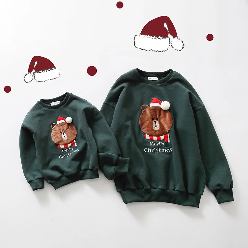 Семейные комплекты; Рождественские свитера; толстовки с капюшоном для мальчиков; рубашки с медведем для мамы и ребенка; Одежда для взрослых и маленьких сестер; пижамы