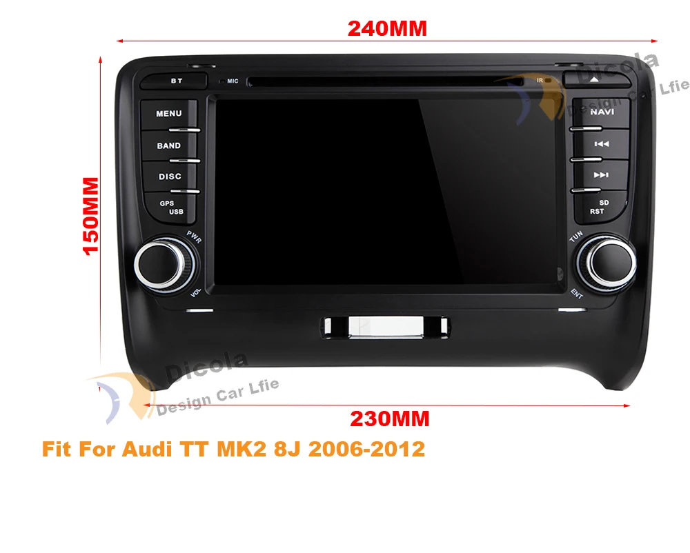 Discount IPS 2 Din 7" Android 9 Octa Core Radio GPS Navigation Car DVD Player for Audi TT MK2 8J 2006 2007 2008 2009 2010 2011 2012 0
