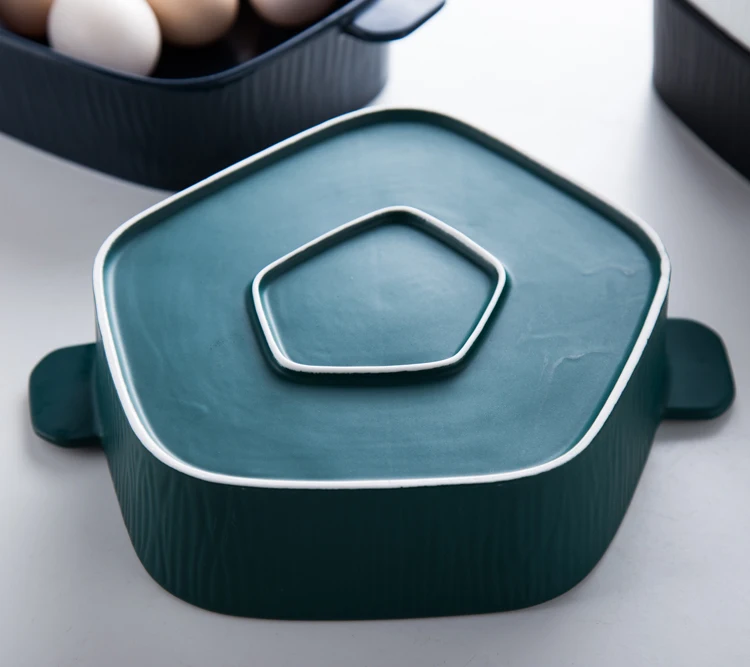 NIMITIME Nordic Style Matte 4 Color Cheese Double-Ear Rice Plate Baking Dish Ceramic Personality Pasta Dish Household