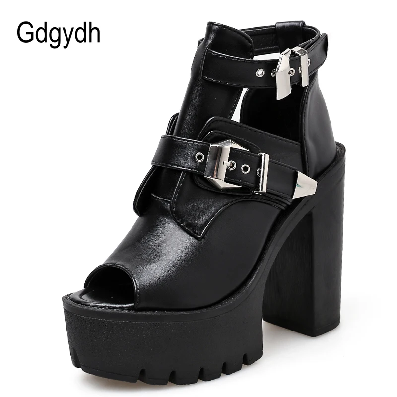 Buckle New Shoes Sexy Donna Heels Summer Shoes Ladies Black Fashion Toe Leather Gdgydh Platform 2019 Spring Peep Black nwY6vq4xx