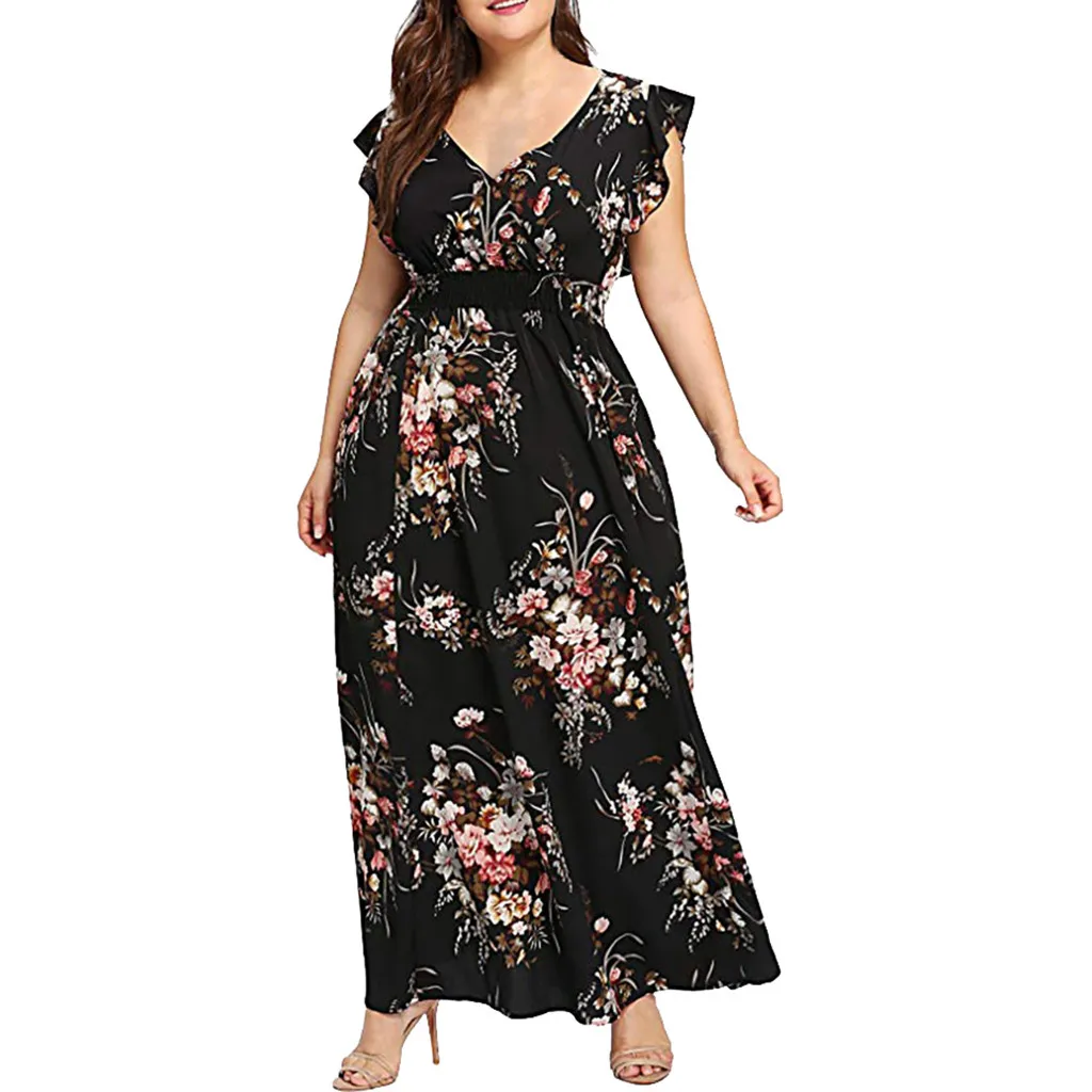 

Womail Dress Womens Plus Size Dress V Neck Floral Print Bohemian Sleeveless Party Summer Dress For Ladies Dropship May18 Vestido