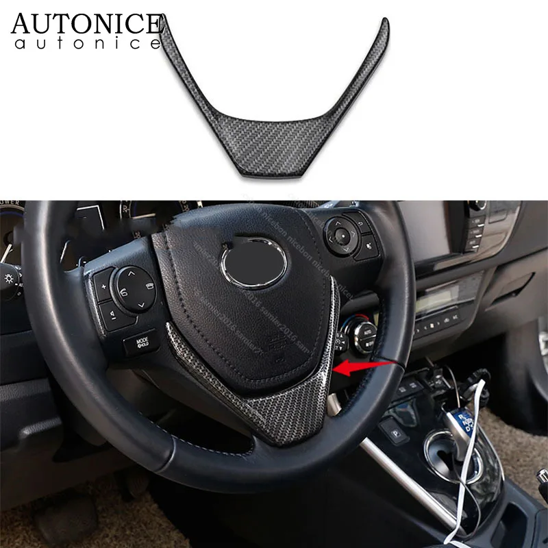 

Carbon fiber color ABS Steering Wheel Frame Decorator Cover trim fit For toyota corolla Auris 2014 2015 2016 2017 2018