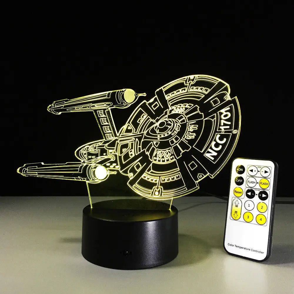 Luminaria Star Trek 3D удаленного Управление ночник 7 цветов Изменение таблицы СИД