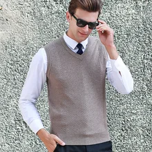 Классический Стильный мужской жилет с v-образным вырезом, без рукавов, саржевый полосатый свитер, жилет, вязаный, Бизнес Стиль, для отдыха, мужской жилет \