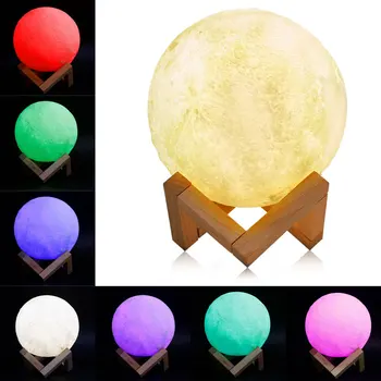 

Konesky 1/2/3 pcs 3D Printing LED Moon Light 16 RGB Colors Changing Remote Touch Control Night Light Decorative Lamps