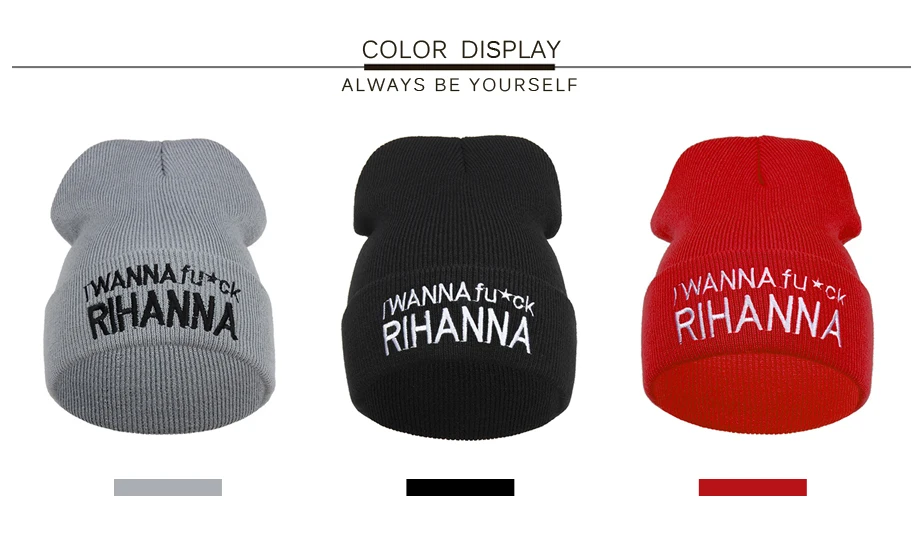 3ADK Embroidery Rihanna Hat Winter Brand Casual High Quality 2018 New Fashion Beanie For Girls Boys #CAP076