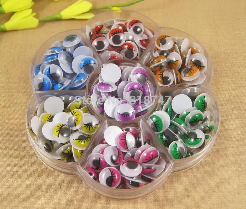 Approx 240pcs 10mm Multicolor Plastic eyelash eye Movable toy googly