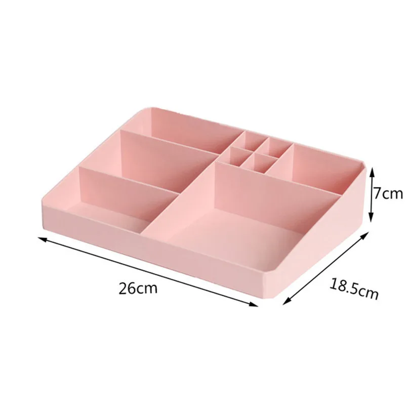 Пластиковый органайзер для макияжа, коробка для хранения в ванной, органайзер для косметики, офисный Настольный органайзер, коробка для хранения ювелирных изделий, контейнер для мелочей - Цвет: Pink 1 Layer