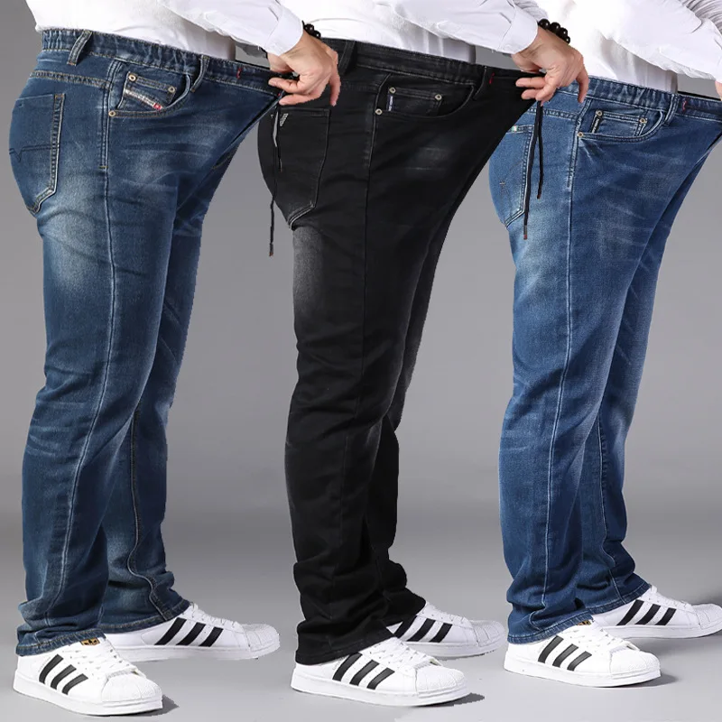 

New arrival fashion Autumn Winter Jeans Loose Straight Pants Full Length Casual Elastic Waist super large plus size L-5XL6XL7XL