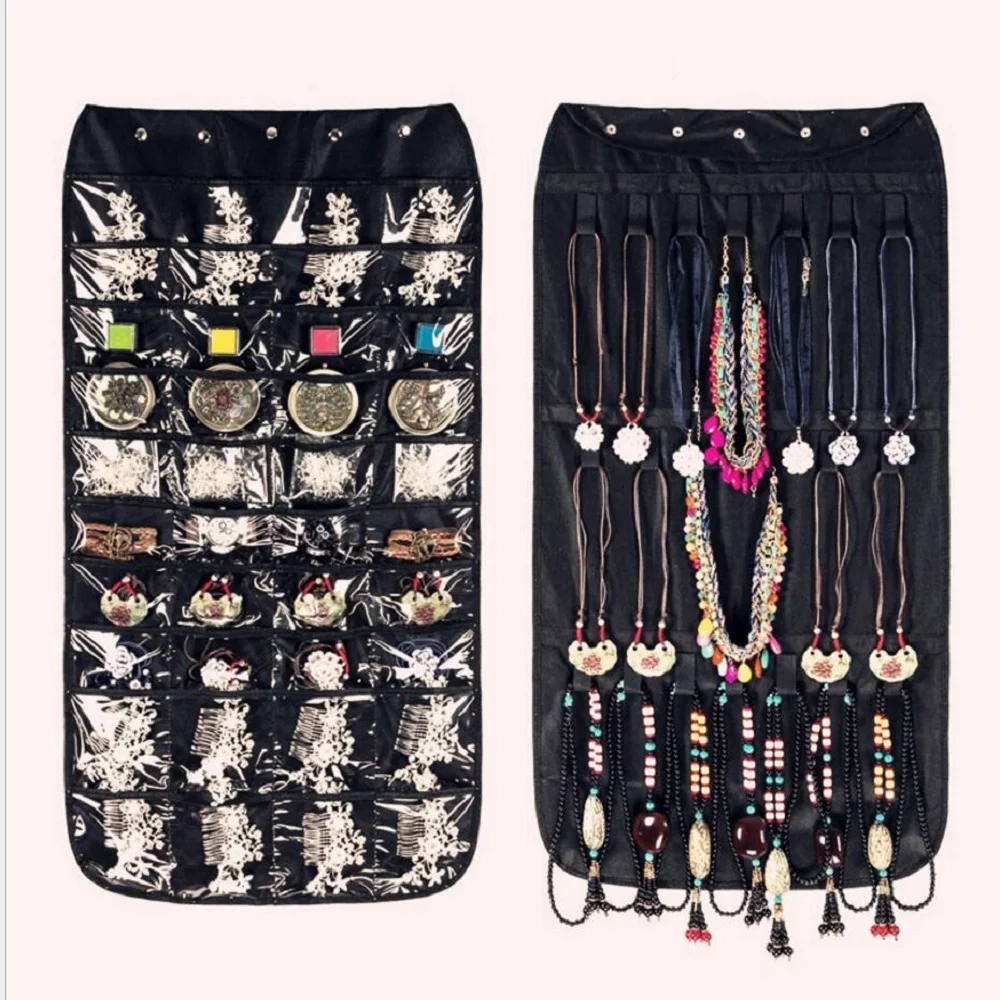 40 Pockets Double Sided Jewelry Hanging Storage Bag Non woven Storage