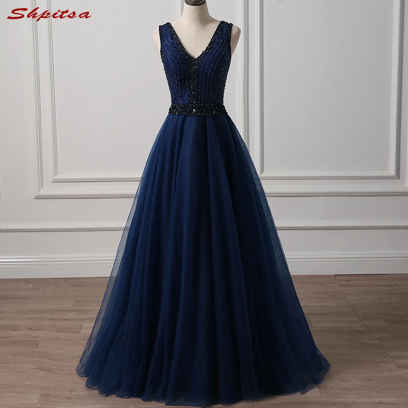 beautiful navy blue prom dresses