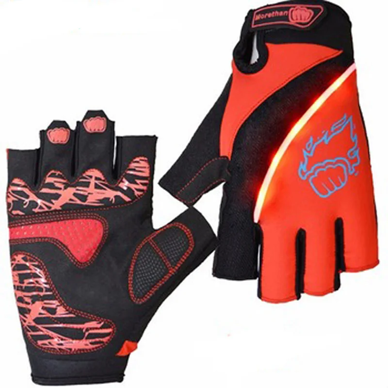 Женские дышащие спортивные перчатки визуальный светодиодный свет половина пальцев велосипедные перчатки