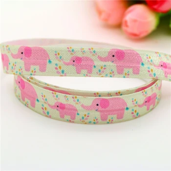 

DHK 5/8'' 5yards Fold Elastic FOE elephant printed headband headwear hairband decoration OEM Wholesale C532
