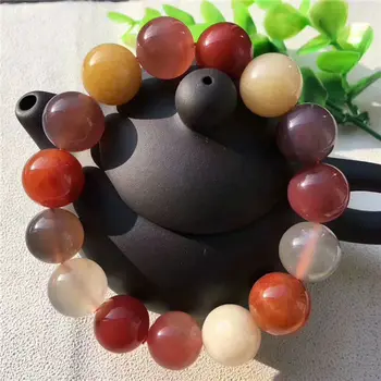 

AAA Natural Salt Source Agate Crystal Round Beads Bracelet 14.5-14mm