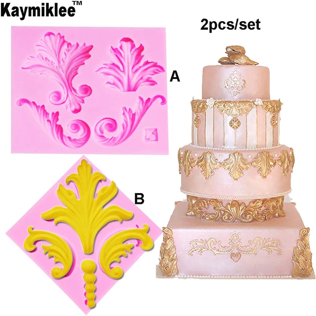 3 Pcs Leaves Fondant Molds Silicone Leaves Modeling Moulds for Cake Decoration Icing Sugar DIY Molds