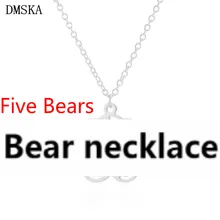 

DMSKA Fashion Five Bears Necklaces Pendants for Women Stainless Steel Jewelry Long Necklace Gold Chain Cartoon Silver Oso Choker