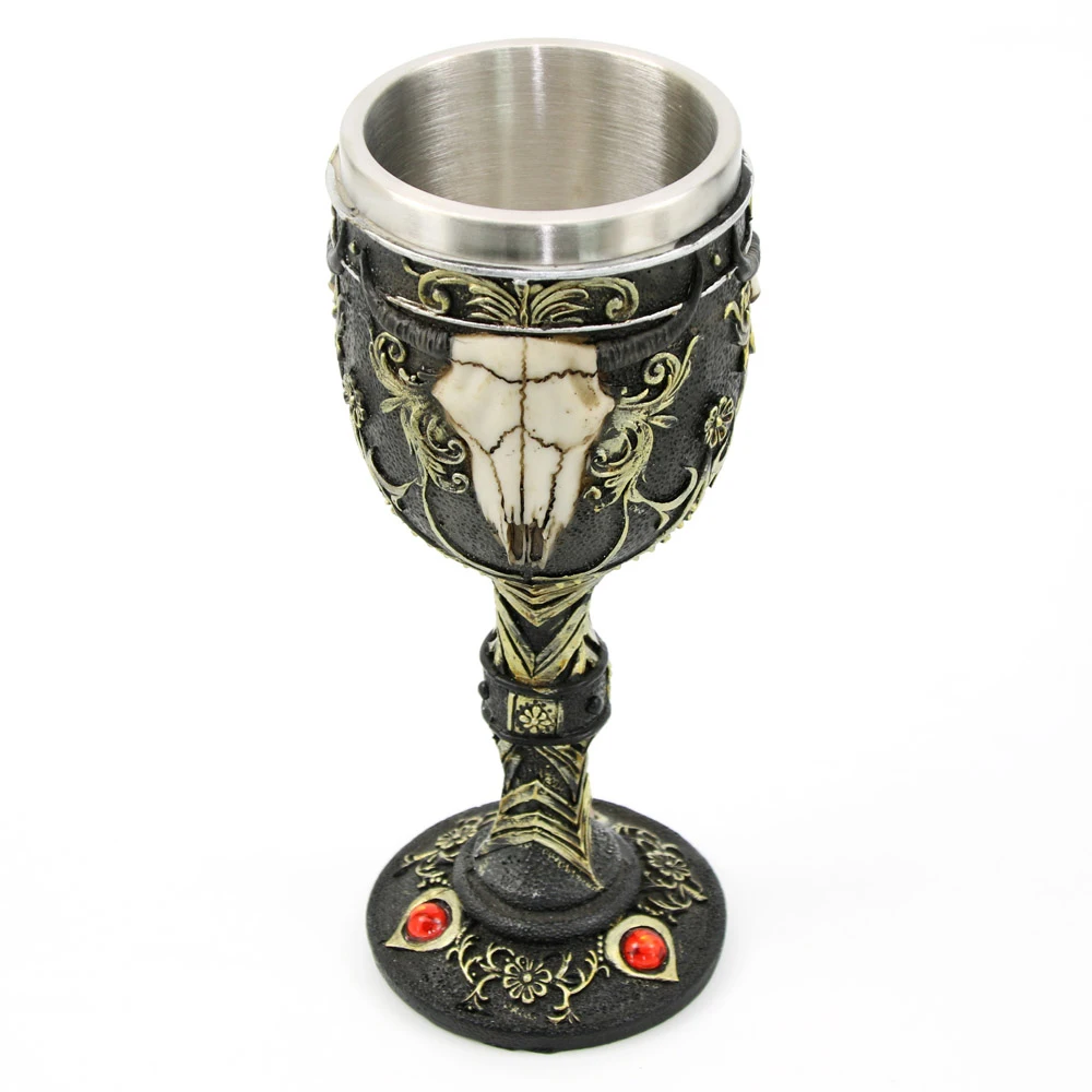 Skull Wine Goblet Chalice Ossuary Skeleton Drinking Cup