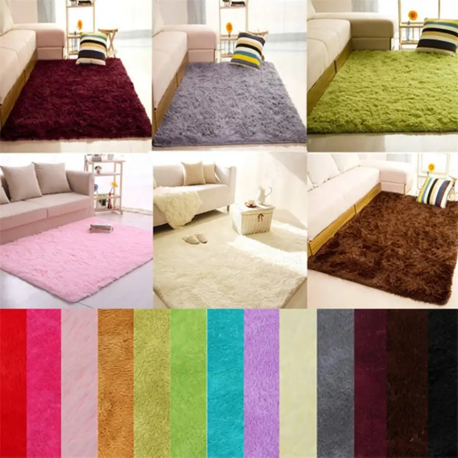 

Soft Fluffy Rugs Anti-Skid Shaggy Area Rug Dining Room Home Carpet Floor area rug for bedroom #C
