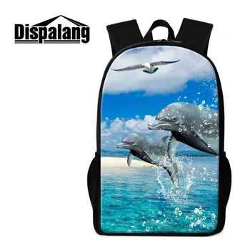 

Dispalang 3D Dolphin Print Kids School Bags For Teenage Student Schoolbag Casual Men Women Backpack Children Book Bag Mochila