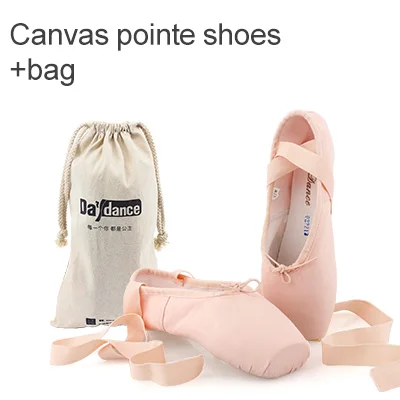 Professional Ballet Pointe Shoes Girls Women Ladies Satin Ballet Shoes With Ribbons Canvas