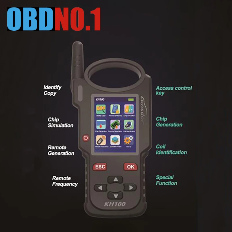 

Lonsdor KH100 Remote Key Programmer forToyota Hand-Held Update Online Detect Remote Frequency 8A(H) Chip