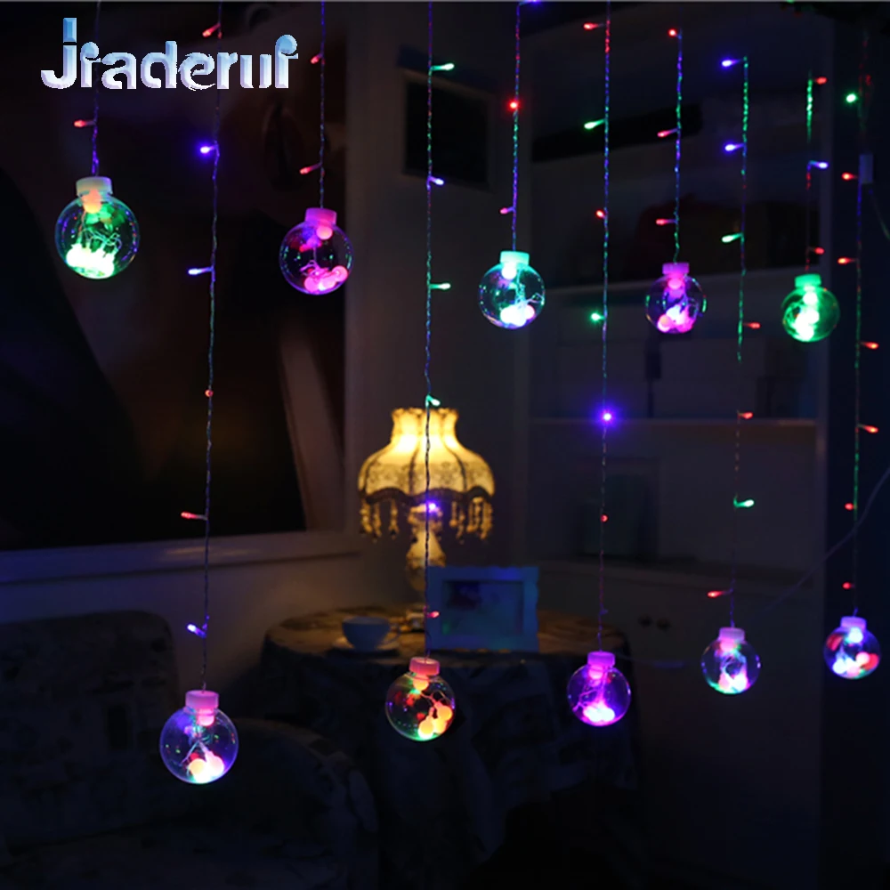 

Jiaderui LED Christmas String Fairy Curtain Lights 2m 60Led 3m 120Led New Year Party Decor Lights Transparent Wishing Balls 220V