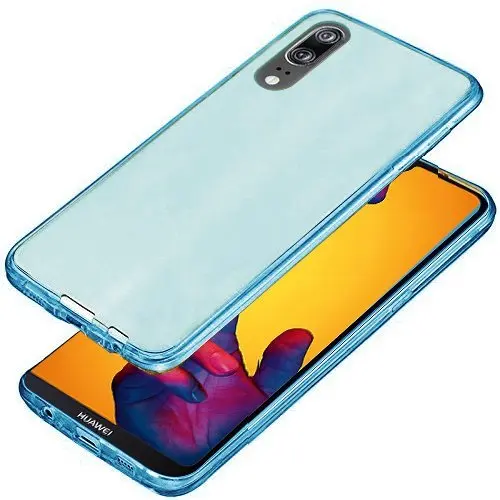 Двойной Мягкий силиконовый чехол для huawei P30 P20 Lite P Smart Plus Y9 Y7 Y6 Pro mate 20 Honor 10 Lite Nove 2i 3e чехол на весь корпус - Цвет: Синий