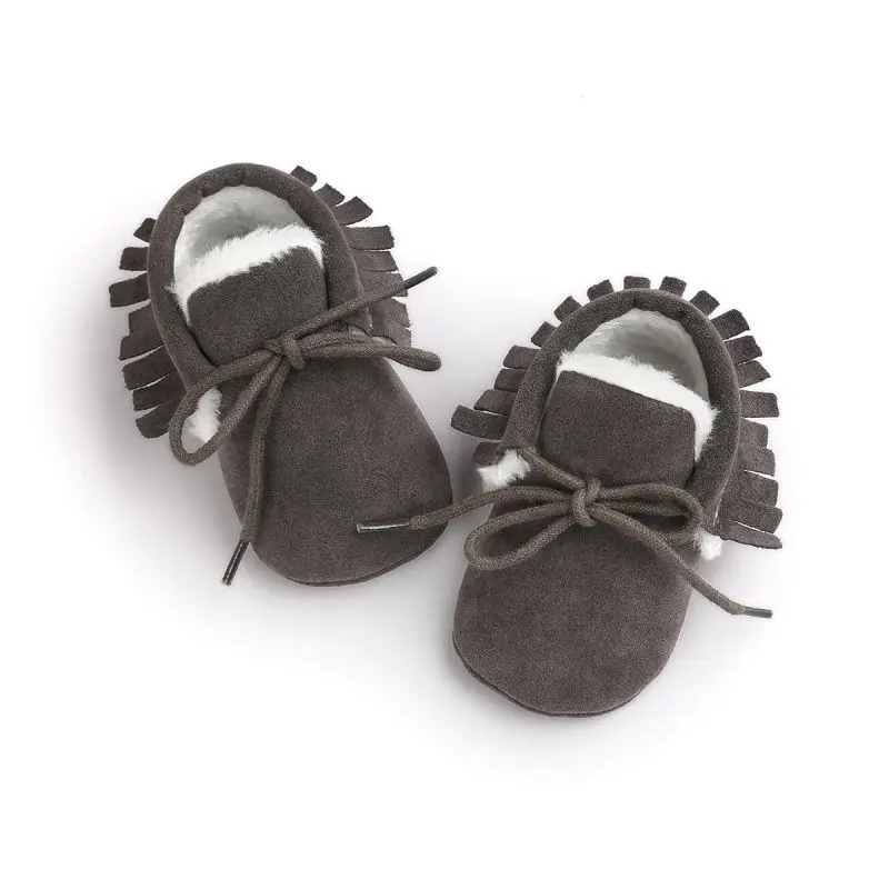 

Toddler Baby Leather Moccasins Winter Keep Warm With Fur Snow Lace-up Baby 0-18M Shoes 17 Color