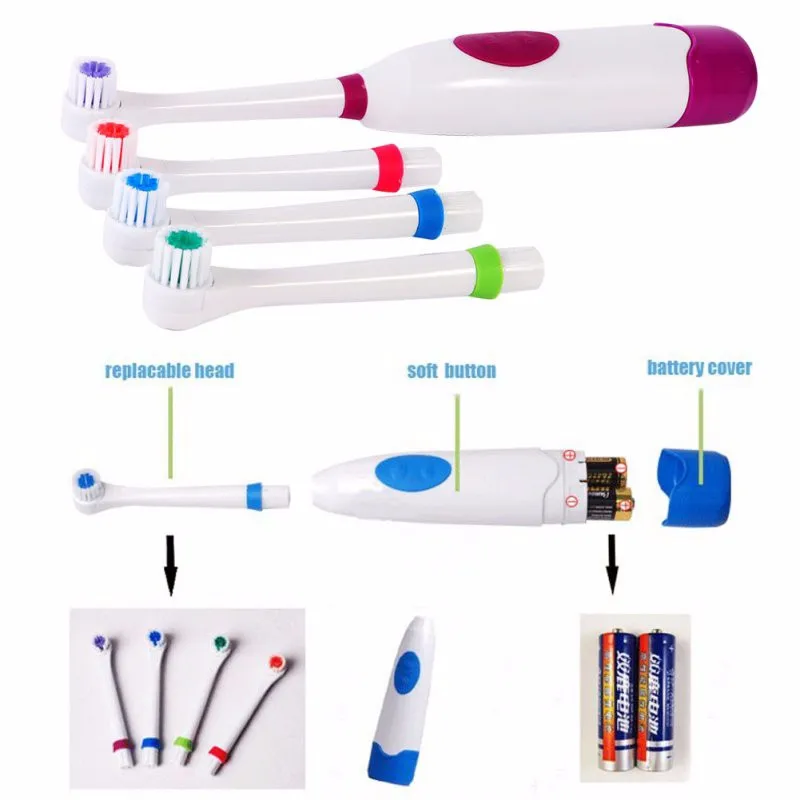 Электрическая зубная щетка для детей 4 цвета уход за полостью рта мягкая щетка(Сменная головка щетки
