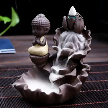 

Buddha Hand Ceramic Backflow Incense Burner Little Monk Smoke Waterfall Stick Incense Holder Incense Crafts Decorative Buddha