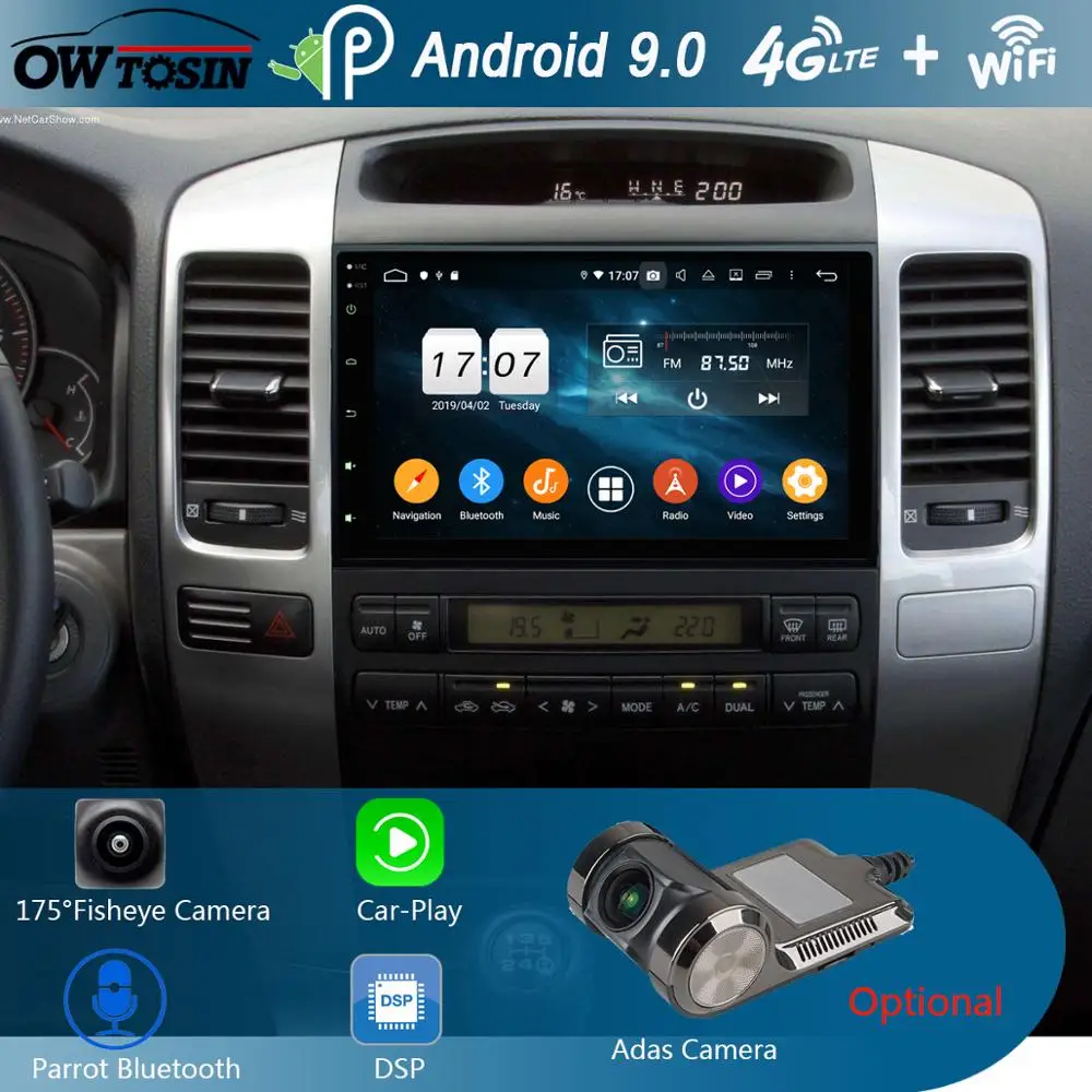 Автомобильный DVD плеер 9 &quotIPS 8 Core 4 Гб + 64 ГБ Android 0 для Toyota Prado 120 LC120 Land Cruiser 2002 2010 GPS