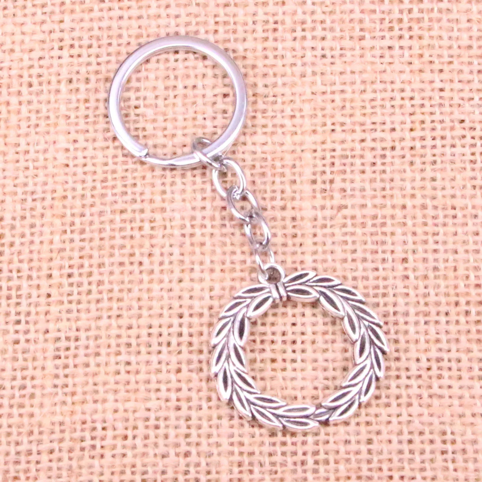 New Arrival olive branch laurel wreath Charm Pendant Keychain Key Ring