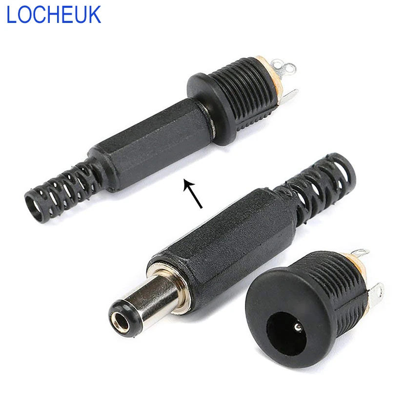 

10Set 12V 3A Plastic Male Plugs + Female Socket Panel Mount Jack 5.5X2.1mm DC Power Connector Electrical Supplies