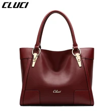 CLUCI Mujeres de Lujo Bolsos de Cuero Dividida Moda Negro/Rojo Superior de la Cremallera manija Bolsas Grandes Bolsos de Totalizadores de Alta calidad Del Bolso de Mano