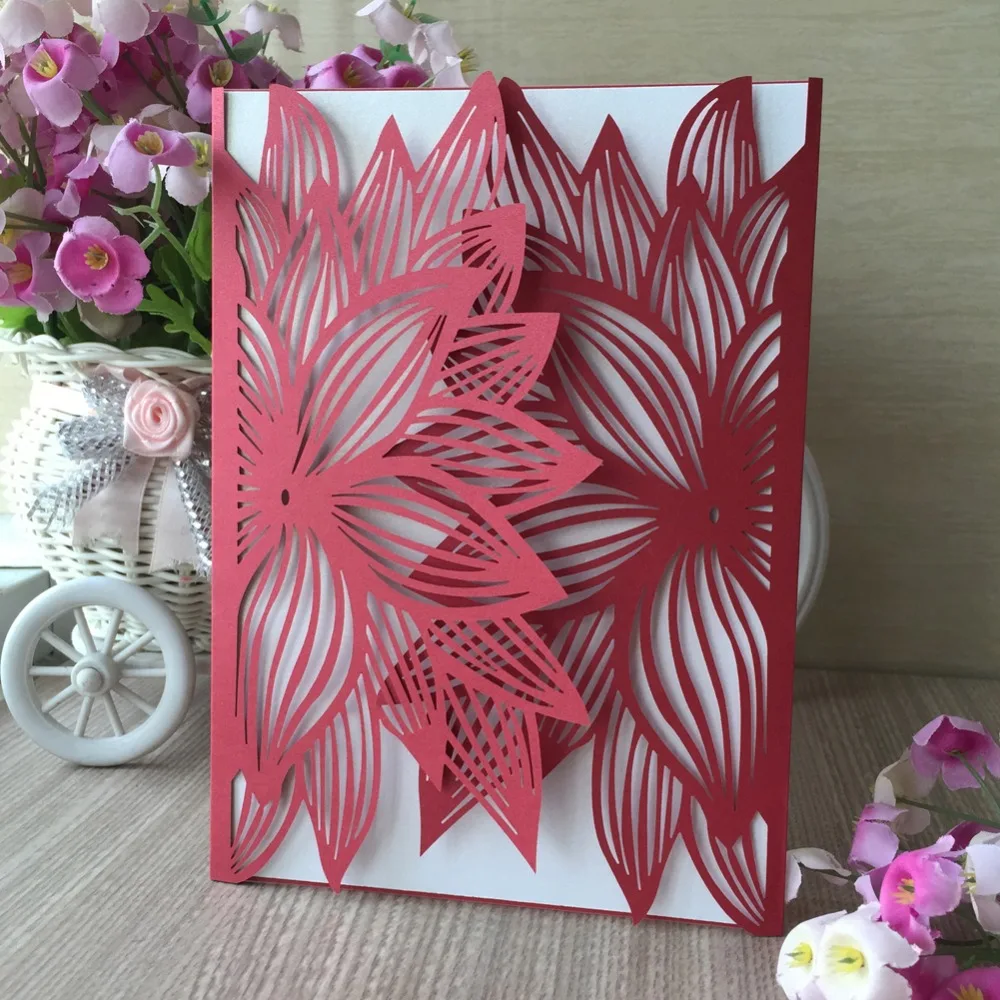 100pcs Silver Laser Cut Pretty Design Flower Pattern Wedding