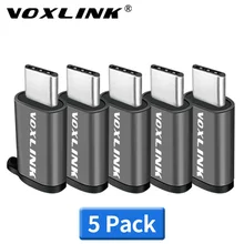 VOXLINK 5 Pack Adapter Micro USB Zu Typ C Legierung Fall Android USB Stecker Zu Typ C Für Huawei Xiaomi mit Keychain Adapter