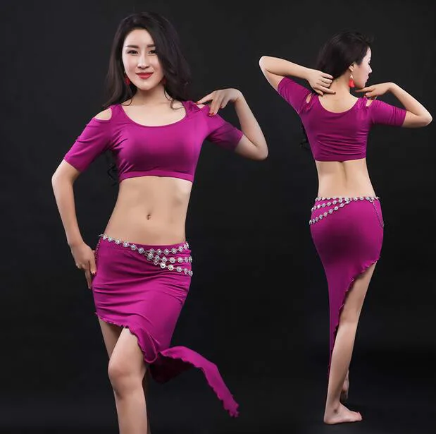 

Sexy Women Soft modal Belly Dance Costume Oriental Dancing Training Clothing Top+Skirt Suit for Womens belly dance wear DW025