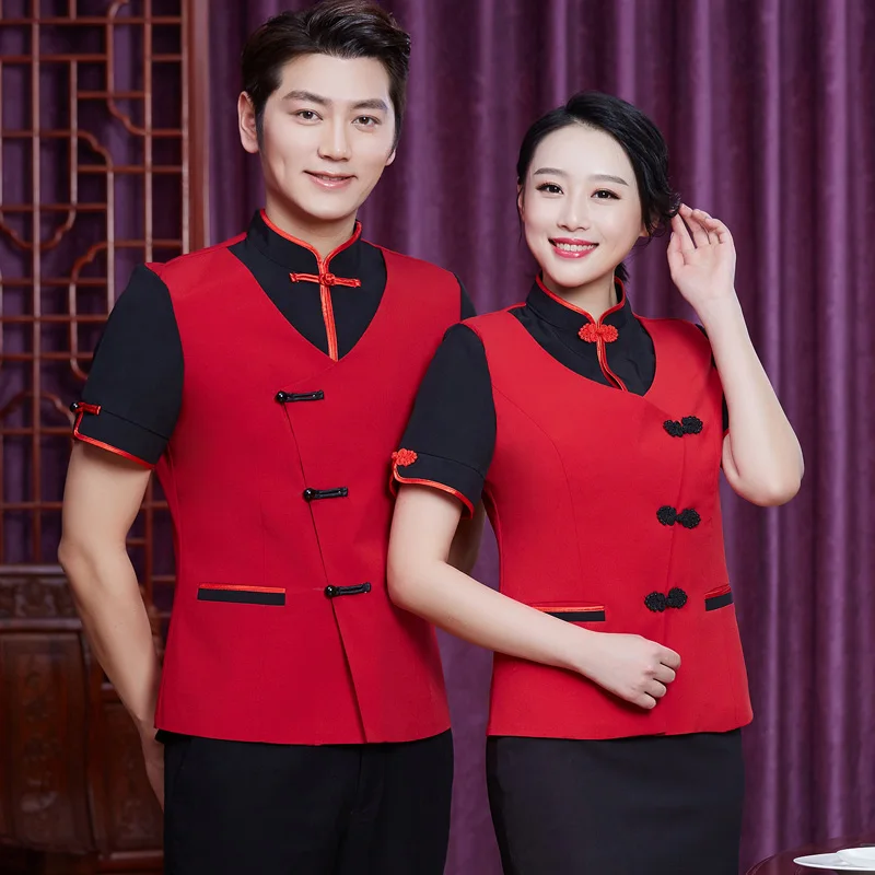 Рабочая одежда для официанта с коротким рукавом в китайском стиле|uniform hotel|hotel