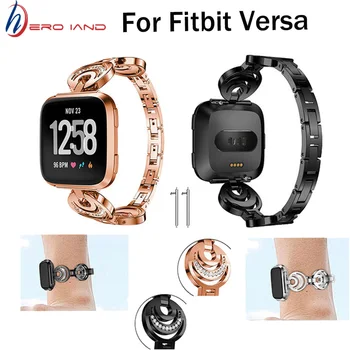 

Hero Iand Luxury Replacement Band Women Stainless Steel Beading Smart Watch Strap Bracelet Bangle Band For Fitbit Versa