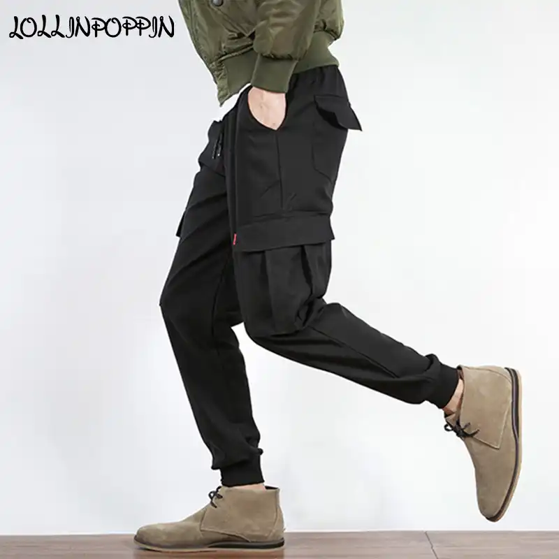 black tapered pants