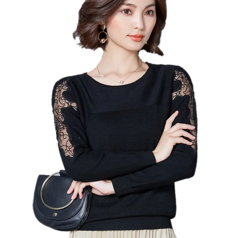 M XXL Autumn Korean Elegant Christmas Sweater Rhinestone