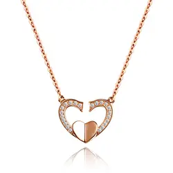 18 К золотой цвета розового золота любовь-образный бриллиантовое колье женские модели алмаз кулон отправить подруге подарок на день