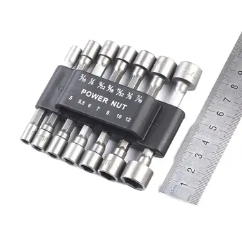 

diy tools 14pcs Power Nut Driver Drill Bit 1/4'' Driver Hex + Impact Drills Driver Socket Bit Set Hex Shank Adapter Drill Nut D