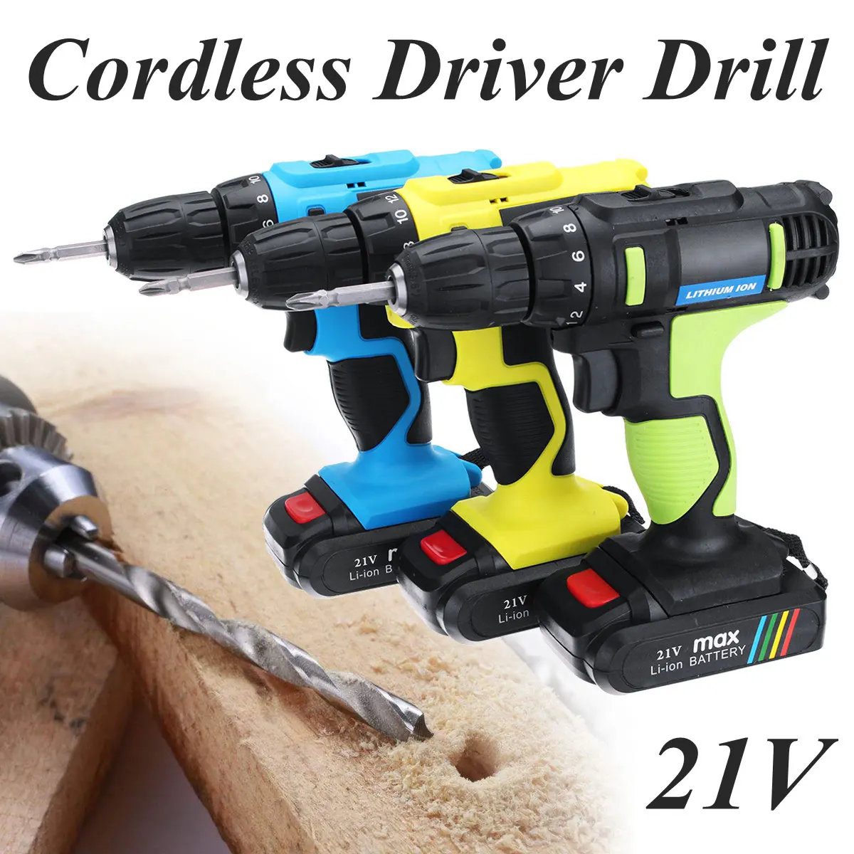 

Rechargeable AC 110-220V DC 21V Lithiumion Battery Cordless Power Drill Tools 680W Two Speed Handheld Electric Screwdriver