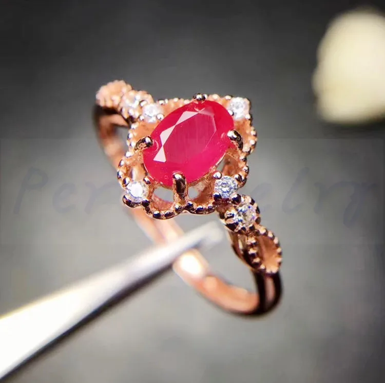 Per jewelry Original ruby ring Free shipping Natural and real ruby 925