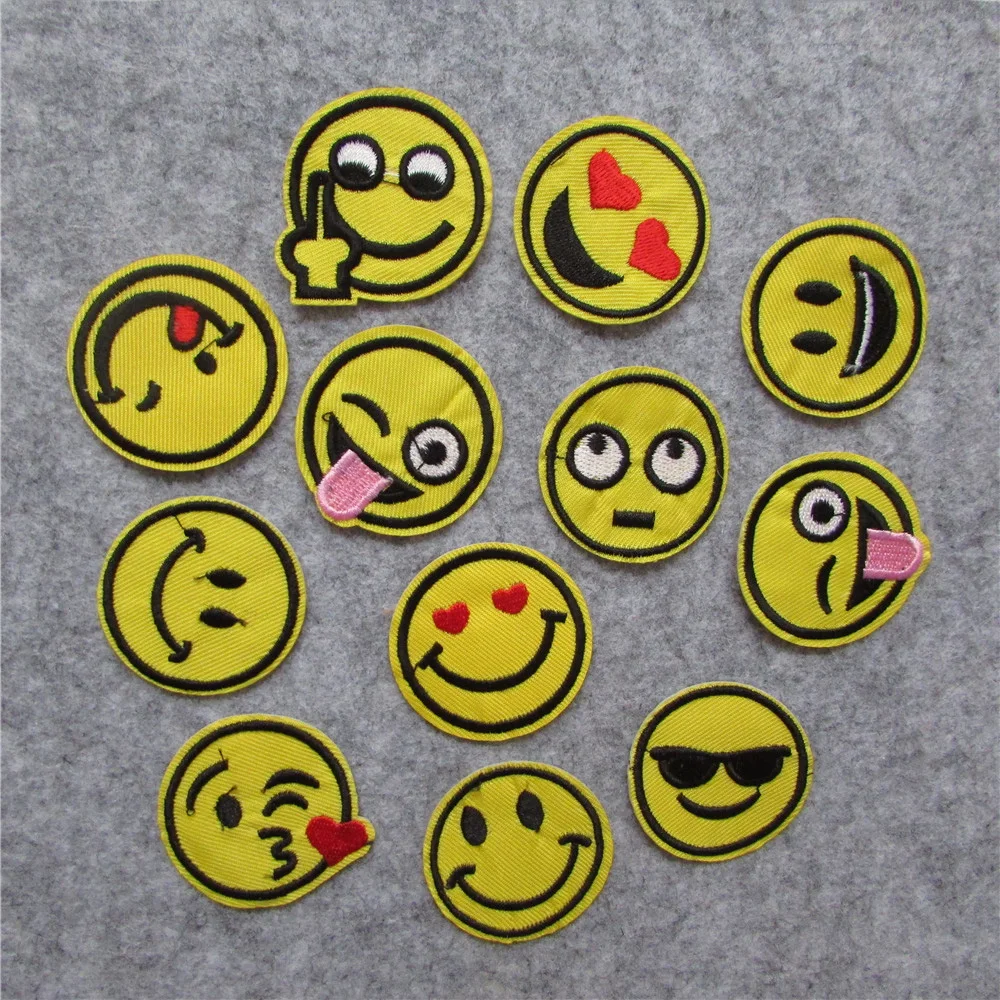 

hot smiling face Patches For Clothing Iron On Embroidered Appliques DIY Apparel Accessories Patches For Clothing Fabric Badges